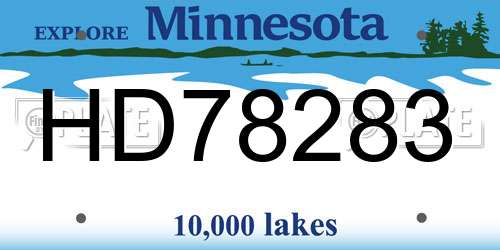 HD78283 Minnesota License Plate