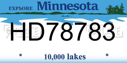 HD78783 Minnesota License Plate