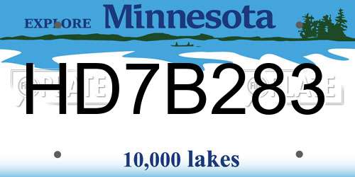 HD7B283 Minnesota License Plate