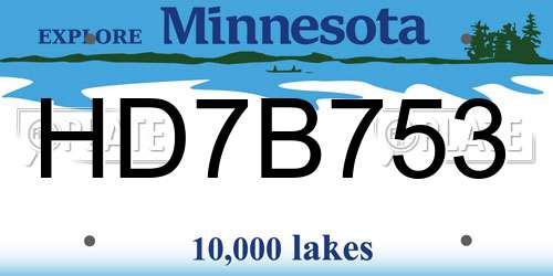 HD7B753 Minnesota License Plate