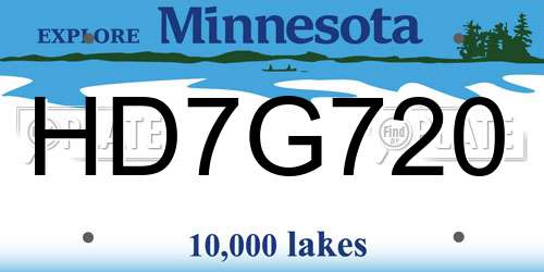 HD7G720 Minnesota License Plate