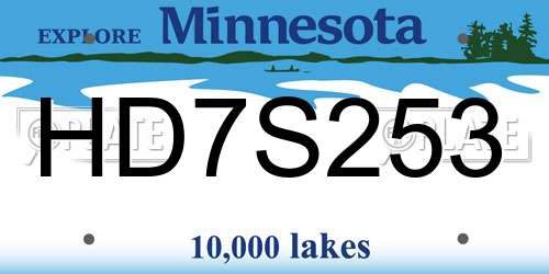HD7S253 Minnesota License Plate
