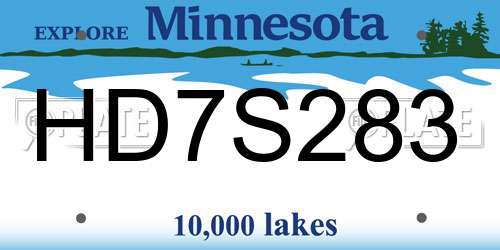 HD7S283 Minnesota License Plate