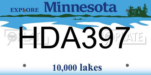 HDA397 Minnesota License Plate