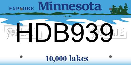 HDB939 Minnesota License Plate