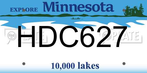HDC627 Minnesota License Plate