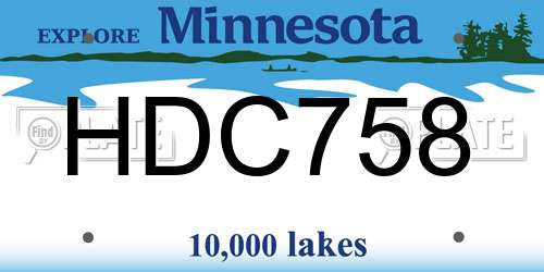 HDC758 Minnesota License Plate