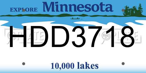 HDD3718 Minnesota License Plate
