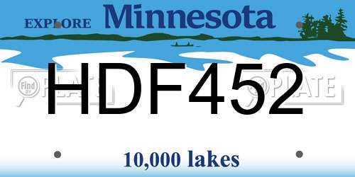 HDF452 Minnesota License Plate