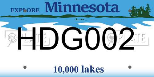 HDG002 Minnesota License Plate