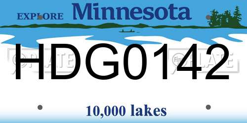 HDG0142 Minnesota License Plate