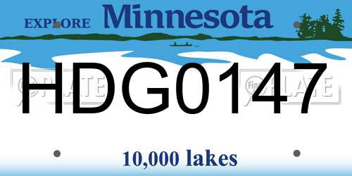 HDG0147 Minnesota License Plate