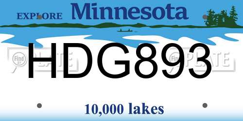 HDG893 Minnesota License Plate