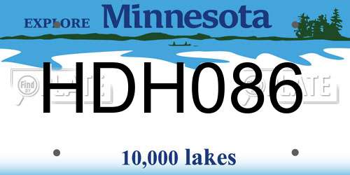 HDH086 Minnesota License Plate