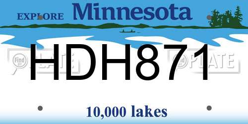 HDH871 Minnesota License Plate