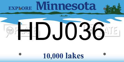 HDJ036 Minnesota License Plate