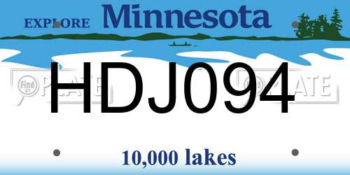 HDJ094 Minnesota License Plate