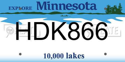 HDK866 Minnesota License Plate