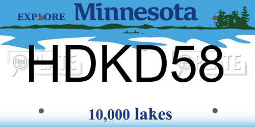 HDKD58 Minnesota License Plate