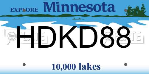 HDKD88 Minnesota License Plate
