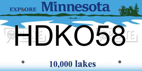 HDKO58 Minnesota License Plate