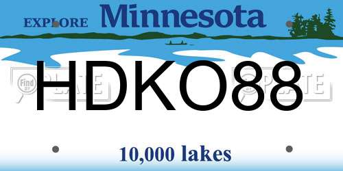HDKO88 Minnesota License Plate
