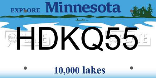 HDKQ55 Minnesota License Plate