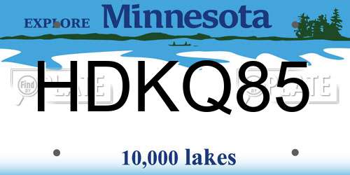 HDKQ85 Minnesota License Plate