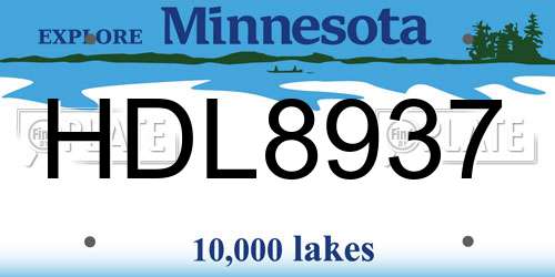 HDL8937 Minnesota License Plate