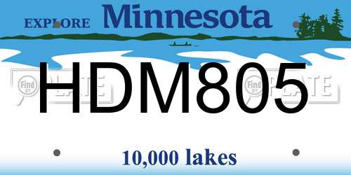 HDM805 Minnesota License Plate