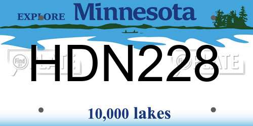 HDN228 Minnesota License Plate