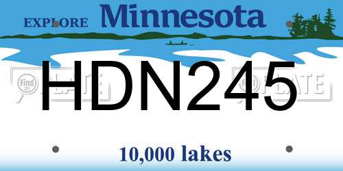 HDN245 Minnesota License Plate