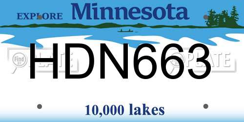 HDN663 Minnesota License Plate