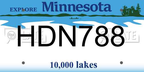 HDN788 Minnesota License Plate