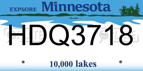 HDQ3718 Minnesota License Plate