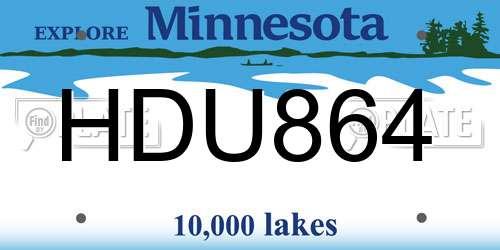 HDU864 Minnesota License Plate