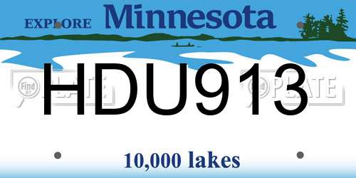 HDU913 Minnesota License Plate