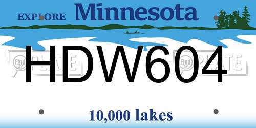 HDW604 Minnesota License Plate