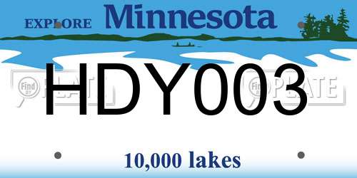 HDY003 Minnesota License Plate