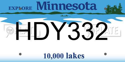HDY332 Minnesota License Plate