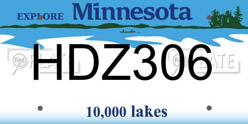 HDZ306 Minnesota License Plate