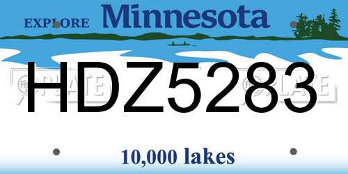 HDZ5283 Minnesota License Plate