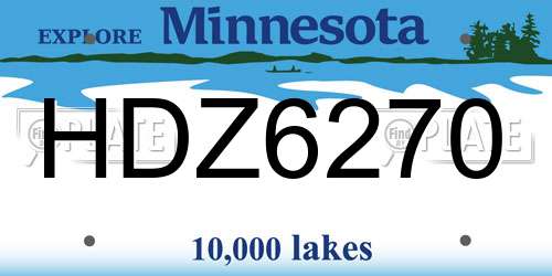 HDZ6270 Minnesota License Plate