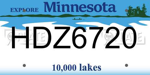 HDZ6720 Minnesota License Plate