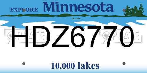 HDZ6770 Minnesota License Plate