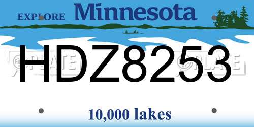 HDZ8253 Minnesota License Plate