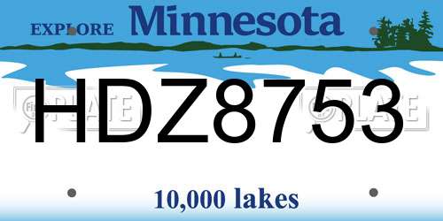 HDZ8753 Minnesota License Plate