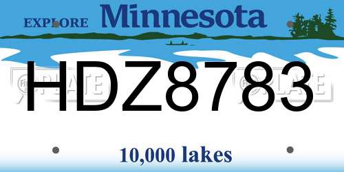 HDZ8783 Minnesota License Plate