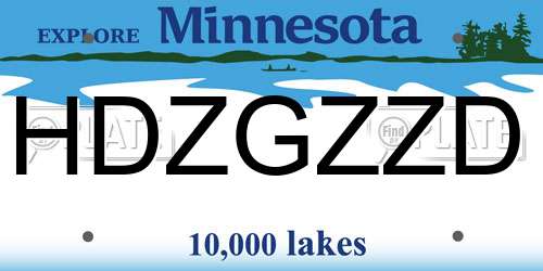 HDZGZZD Minnesota License Plate