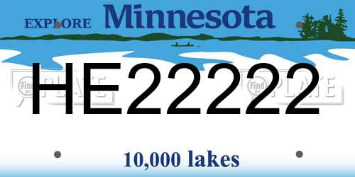 HE22222 Minnesota License Plate